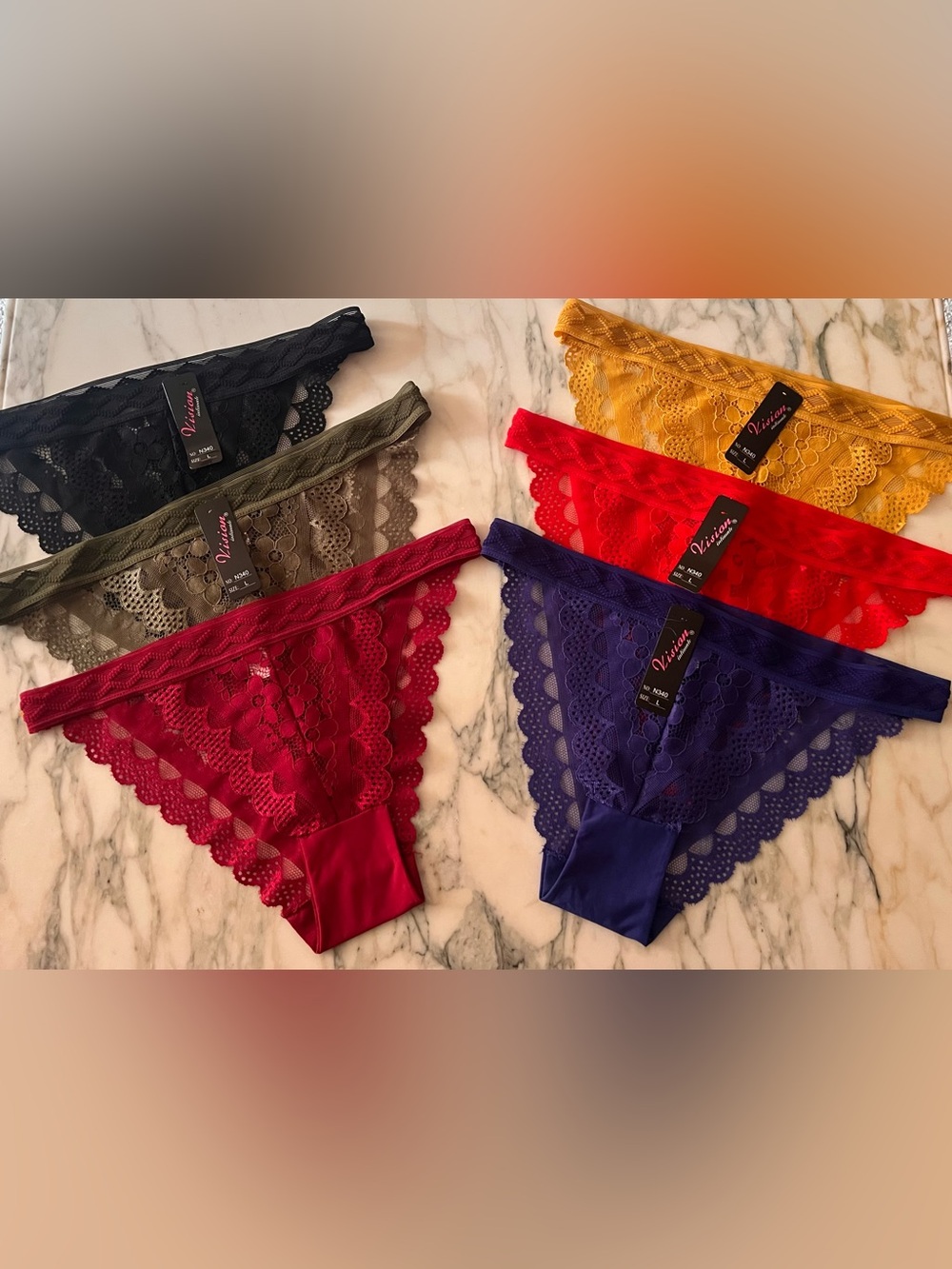 6 Lace Bikini Panties - Multi Color